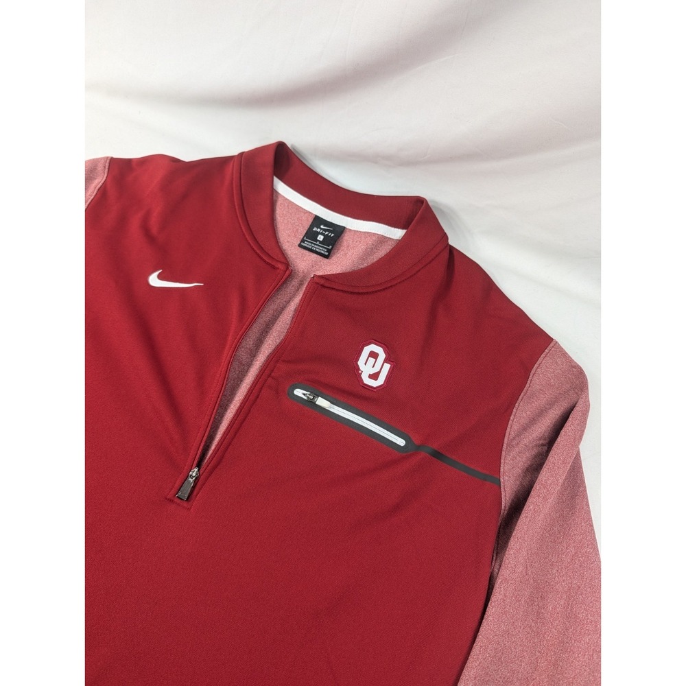 Oklahoma Sooners Jacket Mens Large Red Nike NCAA Shirt 1/4 Zip Pullover OU
